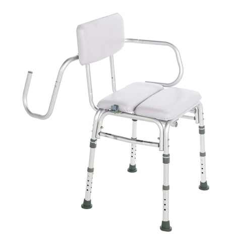 Deluxe Comfy Padded Shower Chair With Backrest And Arms Waterproof Cushioned Seat For Comfort And Safety Slip Resistant Easy To Clean