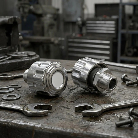 Vacumist Hydraulic Tank Breather Cap 40 Mesh Filter NPT Threads Carbon Steel And Aluminum Alloy Breathable Vent on workbench.