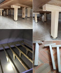 Adjustable T Shaped Furniture Leg Set for Beds, Cabinets and Tables, Solid Wood Built Tough Heavy Duty Replacement Legs, Easy Install, DIY Friendly, Height Adjustable 1 to 2 cm, Stable Support for Home Decor and DIY Projects shown under bed frame.