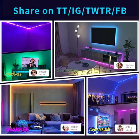 100ft USB Powered RGB LED Strip Lights For Bedroom TV Backlight And Gaming Setup Color Changing Mood Lighting With Music Sync Bluetooth IR Remote And App Control illuminating room corners