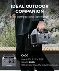 Person holding C400 256Wh Portable Power Station With 400W Pure Sine Wave AC Outlet And 800W Surge PD3 USB C Solar Generator