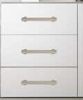 10 Pack 5 Inch Brushed Satin Nickel Cabinet Handles Zinc Alloy Heavy Duty Drawer Pulls installed on white dresser
