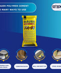 Image of Instant Polymer Cement Ready To Use For Concrete Repair And Mortar Alternatives Crack And Brick Repair Stone And Tile Fix Fast Setting Durable And Easy To Mix And Store 2kg packaging showcasing various applications and features.