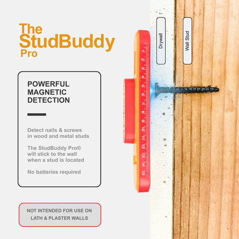 Magnetic Stud Finder With Level, Easy Handheld Locator For Drywall And Wood, Made In The USA, on drywall stud and screw