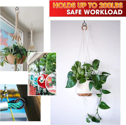Heavy Duty Black Screw Eyes Set With 3.2 Inch Eye Bolts for hanging plants and outdoor gear, 200lbs safe workload.