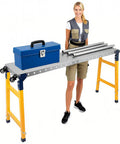 Heavy Duty Folding Welding Table 1250 Lbs Load Capacity 65 By 12 Inch Adjustable Height Workbench with toolbox and pipes