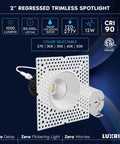 No Fuss Push N Lock Setup Trimless Recessed Lighting 2 Inch Dimmable Spotlight with bright 1000 lumen glow and design features