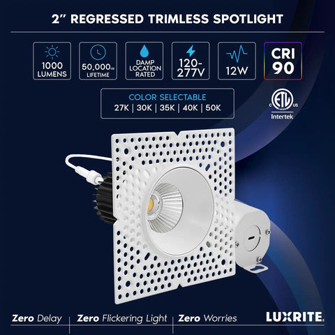 No Fuss Push N Lock Setup Trimless Recessed Lighting 2 Inch Dimmable Spotlight with bright 1000 lumen glow and design features