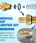 Gold chemical soap injector kit for pressure washers, compatible with Briggs and Stratton, Homelite, Ryobi, and Husky models.
