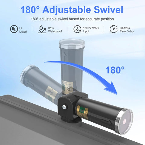 180-degree adjustable swivel of 120-277VAC Photocell Sensor System For Dusk To Dawn No Fuss Auto Light Switch Hard Wired Post Light Control