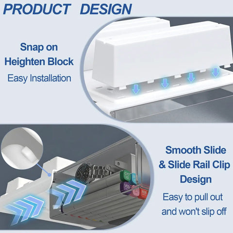Close-up of the smooth slide mechanism of Level Up Your Desk Game With These Smooth Glide Under Desk Drawers large and medium 2 pack.