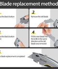 Retractable Utility Knife Heavy Duty Zinc Alloy Box Cutter With 3 SK2 Blades Safety Box Opener For Cardboard Carpet Leather And Packages Built Tough For Everyday Use And The Daily Hustle. blade replacement steps with zinc alloy knife and SK2 blade