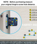 Matte Black Overlay Cabinet Door Hinges Set For Half Inch Overlay SelfClosing Hardware measurement guide shown on cabinet