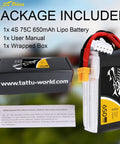 650mAh 4S1P 75C 14.8V LiPo Battery With XT30 Plug For RC Drones And FPV Racing, Lightweight 60x31x21mm Pack in box