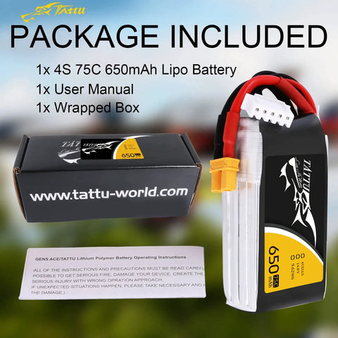 650mAh 4S1P 75C 14.8V LiPo Battery With XT30 Plug For RC Drones And FPV Racing, Lightweight 60x31x21mm Pack in box