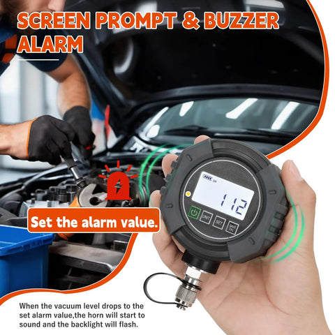 Digital HVAC Micron Vacuum Gauge 0 To 75,000 Microns With Pirani Sensor For Fast Accurate Readings And Micro Leak Detection Pro Grade Vacuum Quality Check In AC Systems. screen alarm display