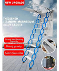 Electric Attic Ladder With Slick Wireless Remote Pull Down Loft Stairs Telescoping Ceiling Stairway Dead Nuts Safe Alloy Design Zero Vibration Glide Easy Access For Small Lofts 70 By 120 Cm with blue alloy steps and strong load capacity.