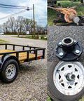 Trailer hub bearing kit with seal, 30x52x10mm, fits 25mm trailer axles (steel hub and wheel shown).