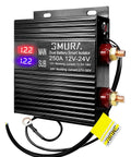 Dual Battery Isolator Kit For 12V/24V Systems With VSR Voltage Sensitive Relay shown with LCD voltage display.
