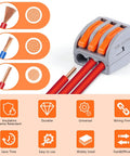 60 Piece Lever Wire Connector Nuts Kit For Two Or Three Wire Quick Splice Electrical Connectors And Wiring Terminals