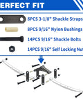 Heavy Duty Trailer Axle Shackle Bolt Kit For Tandem Axle Systems Three And One Eighth Inch Shackle Straps 312 diagram