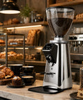 Pro Setup 64mm Flat Burr Coffee Grinder With Bully Proof Steel Burrs And A Massive 750ml Clear Hopper in cafe setting.