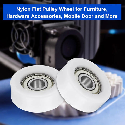 4Pcs 608ZZ Nylon Roller Bearings 8x32x12mm Idler Pulley Guide Heavy Duty White Plastic Ball Bearing Assembly close-up view.