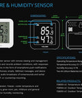 Smart Temp And Humidity Sensor With Real Time Data Refresh Works With Alexa IFTTT And Home Assistant X3 Series App Data Streaming And Local Storage Hub Required front and side view display with specifications detailed