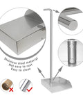 Heavy Duty Stainless Steel Pooper Scooper Set With 33.4 Inch Upright Dustpan And Spade For Indoor Outdoor Pet Waste Cleanup No Fuss Easy Wash Rustproof Durability Extra Long Handle Ergonomic Comfort For Quick Cleanup, showing details of stainless steel material and construction.
