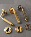 Interior Lever Lock Door Handle For Bedroom Privacy With Split Design Brass Finish Mute Knob Hardware Wooden Door Compatible