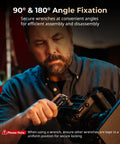 Person using 7 In 1 Folding Tool Set With Screwdrivers And Hex Key Wrenches For Film And Photo Gear on camera rig at 90° angle.