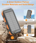 Portable Solar Power Bank 38800mAh With PD 22.5W USB C Fast Charging Four Built In Cables Dual LED Emergency Flashlights rugged