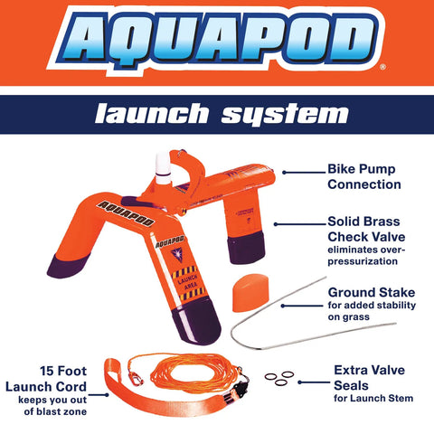 Water Rocket Bottle Launcher Kit For Backyard Stem Fun Portable 2 Liter Bottle Launcher That Propels Bottles Up To 100 Feet With Science And Air Pressure Durable Easy To Use Perfect Outdoor Adventure Toy, Aquapod launch system with hose, stake, cord, and seals