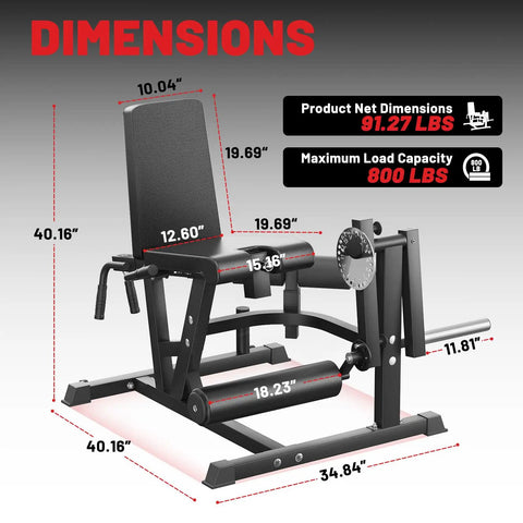 4 In 1 Leg Extension And Curl Machine For Home Gym With 800 LB Capacity dimensions and features description