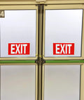 Glow In The Dark Photoluminescent Signs Decals 3 Pack 12x7 Inch Stickers With White Letters On Red Background on double doors