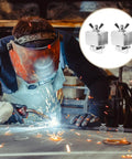 Welder using Pro Grade Heavy Duty 16 Piece Sheet Metal Welding Clamp Set for auto body panels with clamps inset image