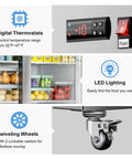 Digital control panel of Badass Heavy Duty Upright Commercial Refrigerator Featuring 49 Cubic Feet Cooling Capacity And Durable Fingerprint Resistant Steel Shelves For Busy Kitchens.