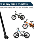 Adjustable Angle 27.2x500mm Aluminum Alloy Bike Seat Post Universal Saddle Post For Mountain And Road Bikes Black displayed with bike models