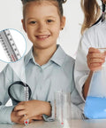 12-Pack V Shaped Dual Scale Mercury Free Lab Thermometers For Classroom Science, Easy Read Celsius And Fahrenheit Readouts, Kid Friendly School Supplies For Students And Adults, Individually Packaged For Simple Storage. Children holding dual-scale lab thermometers