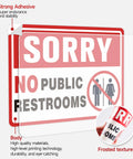 Two Pack No Public Restroom Signs For Biz And Home Self Adhesive Weatherproof Vinyl Stickers, showing strong adhesive and frosted texture