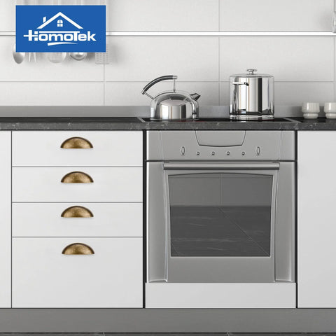 Kitchen with cabinets featuring 12 Pack Cup Pulls And Dresser Pulls In Brass Bronze Finish For Cabinets And Furniture, 3 Inch Hole Centers.