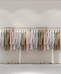 Industrial Pipe Wall Shelf Rustic Metal Display Rack For Clothing And Laundry Garment Bar Space Saving Home