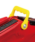 Close-up of handle on Heavy Duty Hydraulic Floor Jack 2 Ton Trolley Jack With 4000 Lb Capacity, Safety Overload System, red finish.