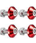 Heavy Duty Aluminum License Plate Bolts 4 Pack red 6mm x 24mm with rust proof screws for motorcycles and cars.