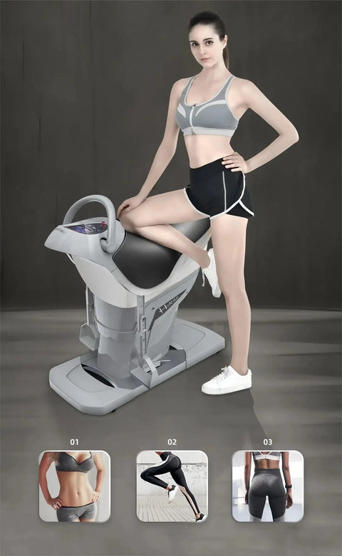 Woman using Black Electric Horse Riding Simulator For Home Gym, 20 Speed Adjustable All In One Full Body Cardio Workout Machine