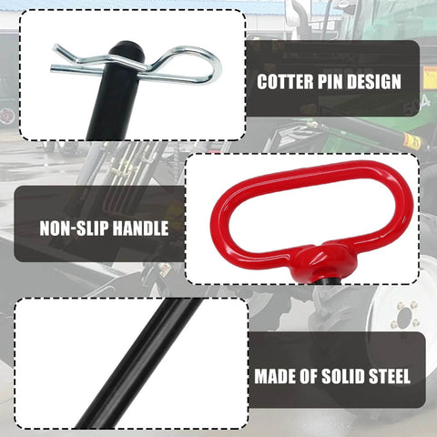 Two Pack Three Eighths Inch By Four Inch Trailer Hitch Pin With Rubber Coated Handle, Solid Steel Pin Features