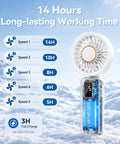 3 In 1 Portable Personal Fan With 5 Speed Settings And 6000mAh USB Rechargeable Battery 14 Hours Of Cooling Display