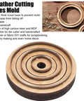 3-Piece Round Leather Cutting Die Set With Wooden Base And Japanese Precision Steel Blades For Clean Cuts On Leather And Neoprene Coasters