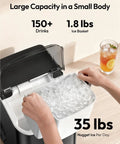 Countertop Nugget Ice Maker With Handle Ready In About 6 Minutes Produces Up To 35 Lbs Per Day Auto Clean Removable Top