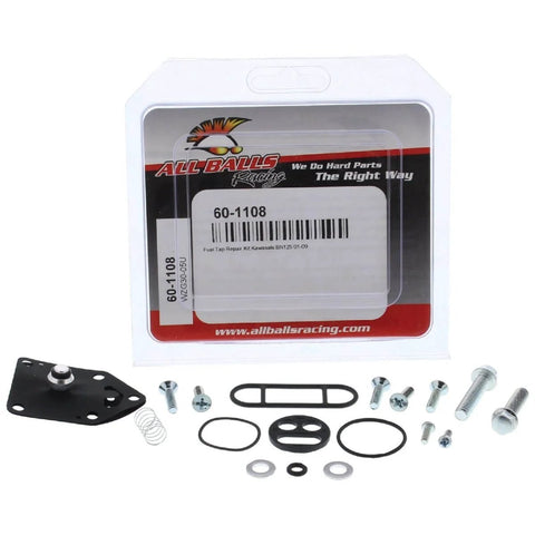 Heavy Duty Fuel Tap Repair Kit For Kawasaki BN125 Eliminator 2001 2009 Replacement Rebuild Kit With POM Washer Bearings Water And Dirt Resistant Includes All Components 1 Year Warranty packaging and components displayed